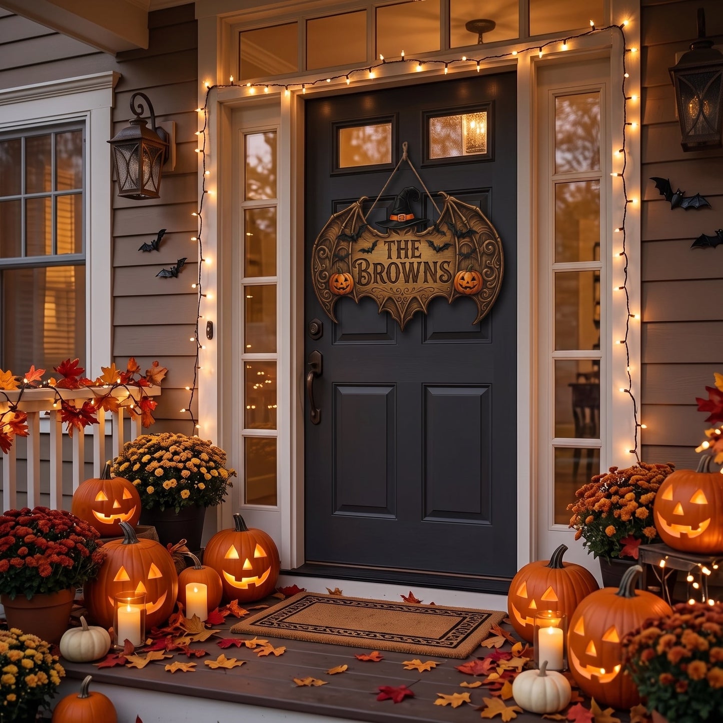 Spooky Personalized Family Name Halloween Door Sign