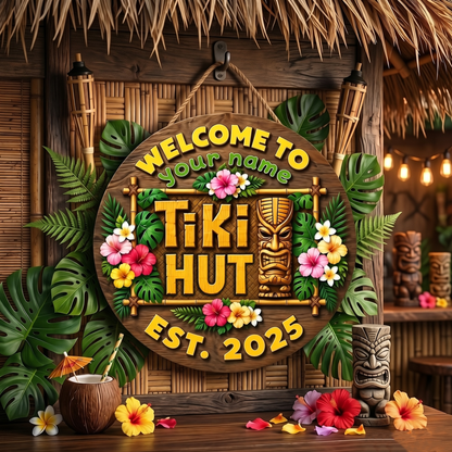Personalized Welcome To Tiki Lounge Sign 2D Printing