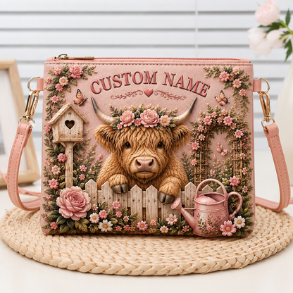 🌸 Personalized Floral Garden Embossed Animal Shoulder Bag – Best Gift For You
