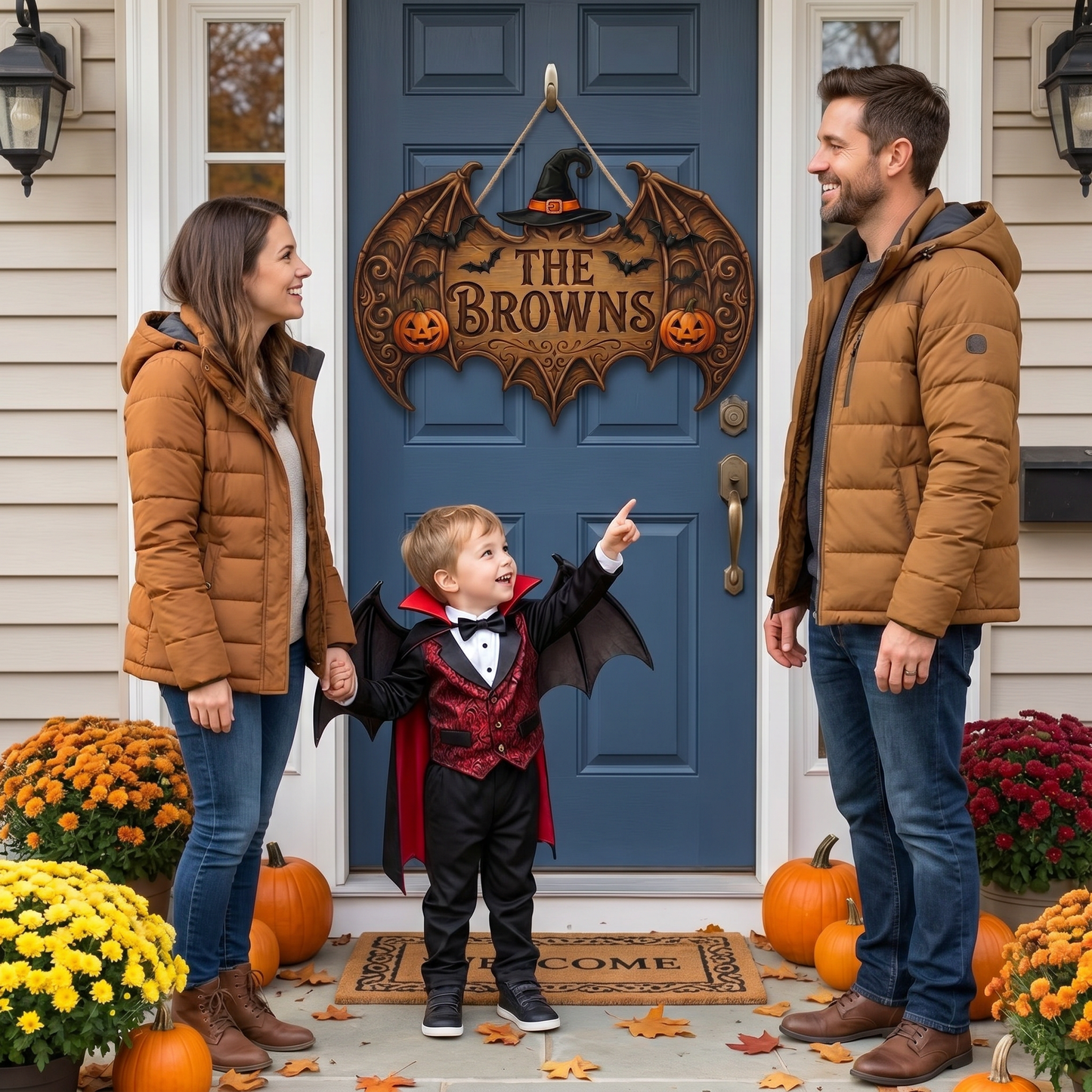 Spooky Personalized Family Name Halloween Door Sign