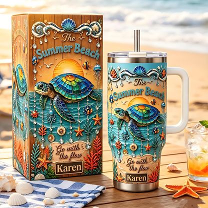 🏖️Personalized Sea Turtle Ocean Tumbler With Name🌴🌊