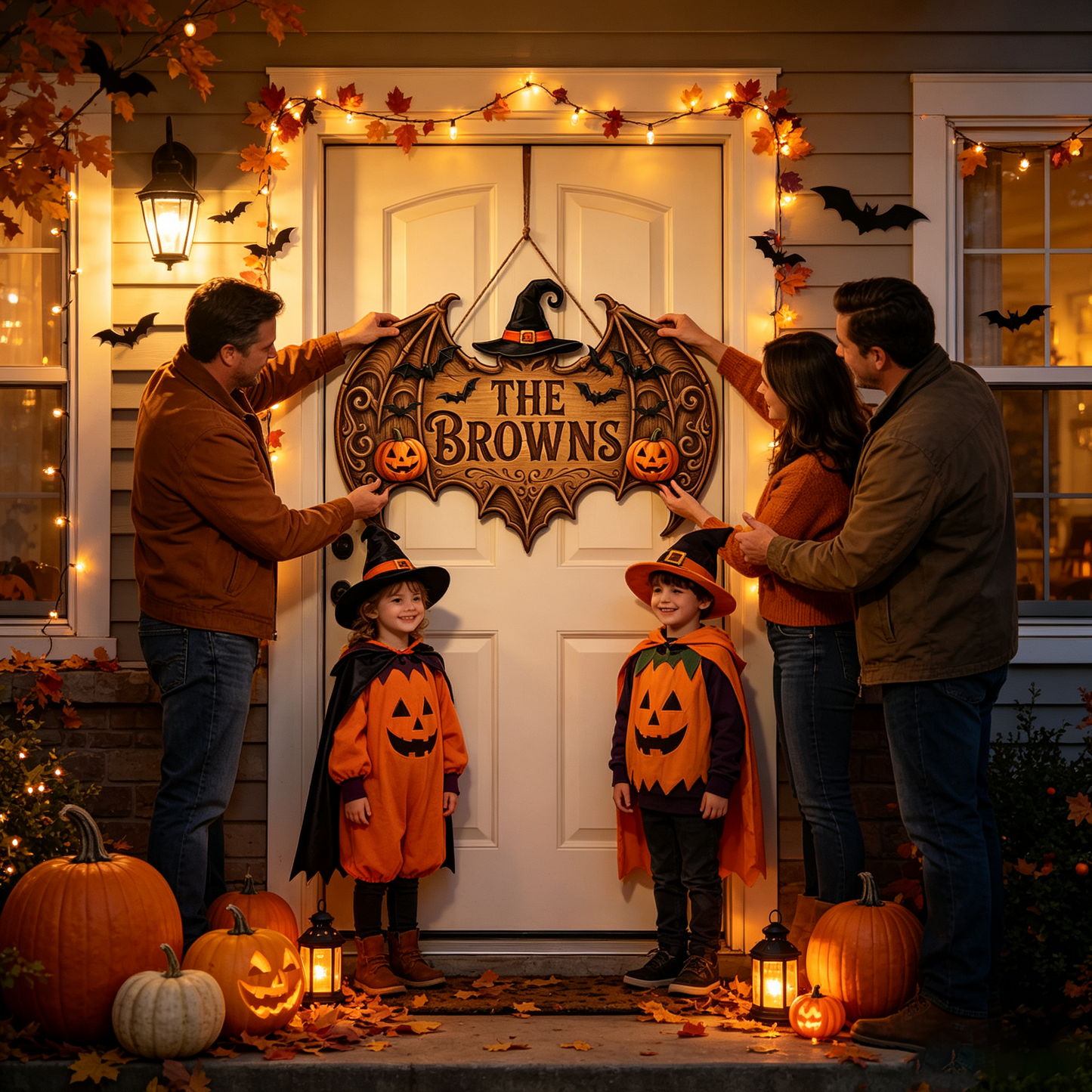 Spooky Personalized Family Name Halloween Door Sign