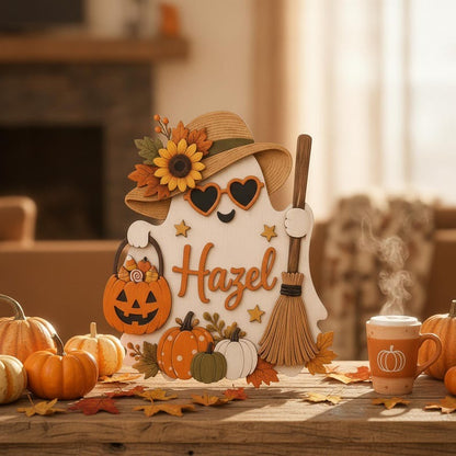 Personalized Halloween Ghost Wooden Door Sign