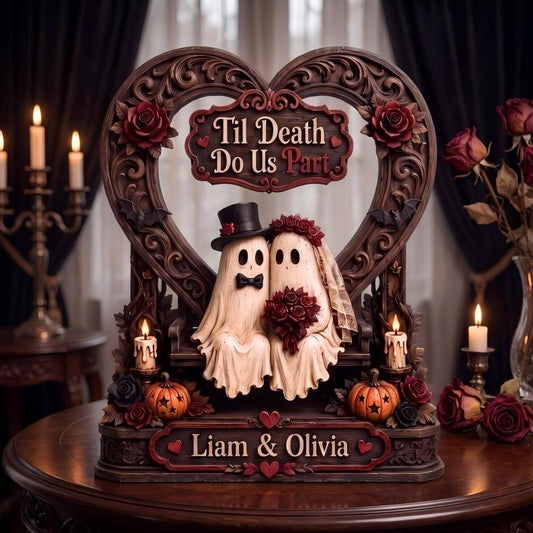 Personalized Till Death Do Us Part Ghost Couple Wooden Block