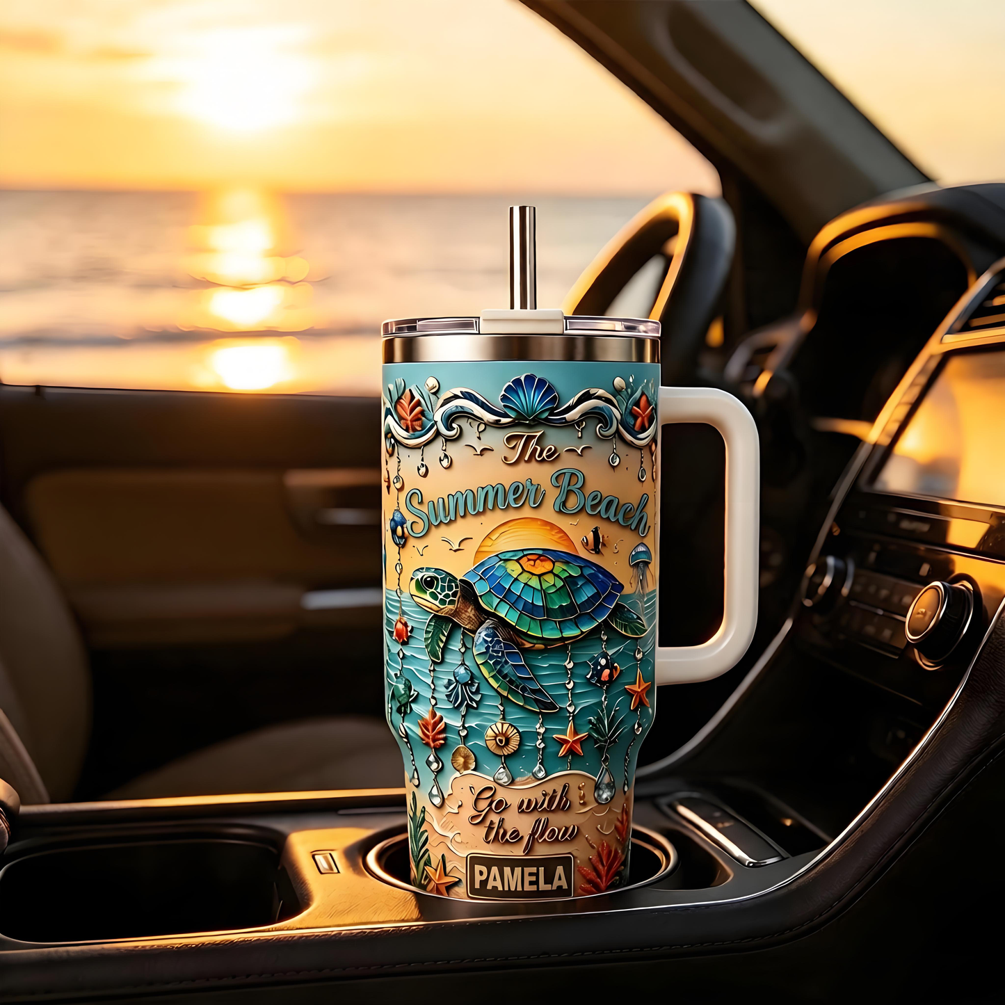 🏖️Personalized Sea Turtle Ocean Tumbler With Name🌴🌊