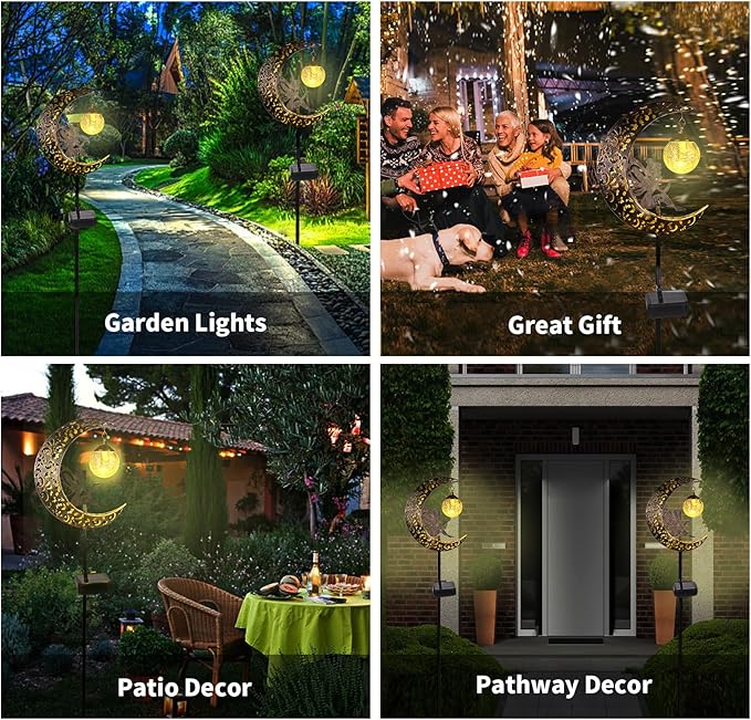 🔥Limited-time 50% discount🌙Fairy on Moon Solar Garden Stake Lights, Crackle Glass LED Outdoor Decor (3 Styles)