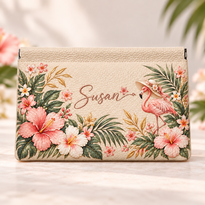 Personalized 3D Floral & Nature Spring-Frame Wallet – Custom Name