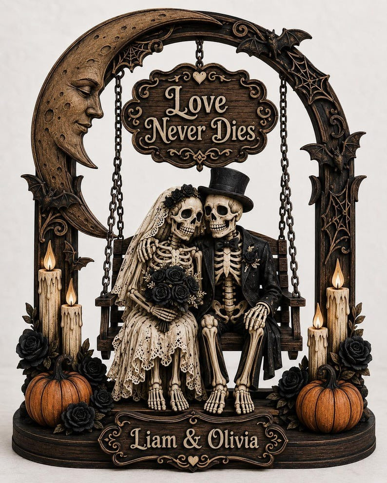 Custom Skull Bride And Groom Anniversary Gift