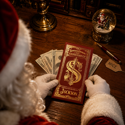 🎅 Personalized Santa Christmas Cash Holder 🎁 Custom Name Xmas Money Envelope