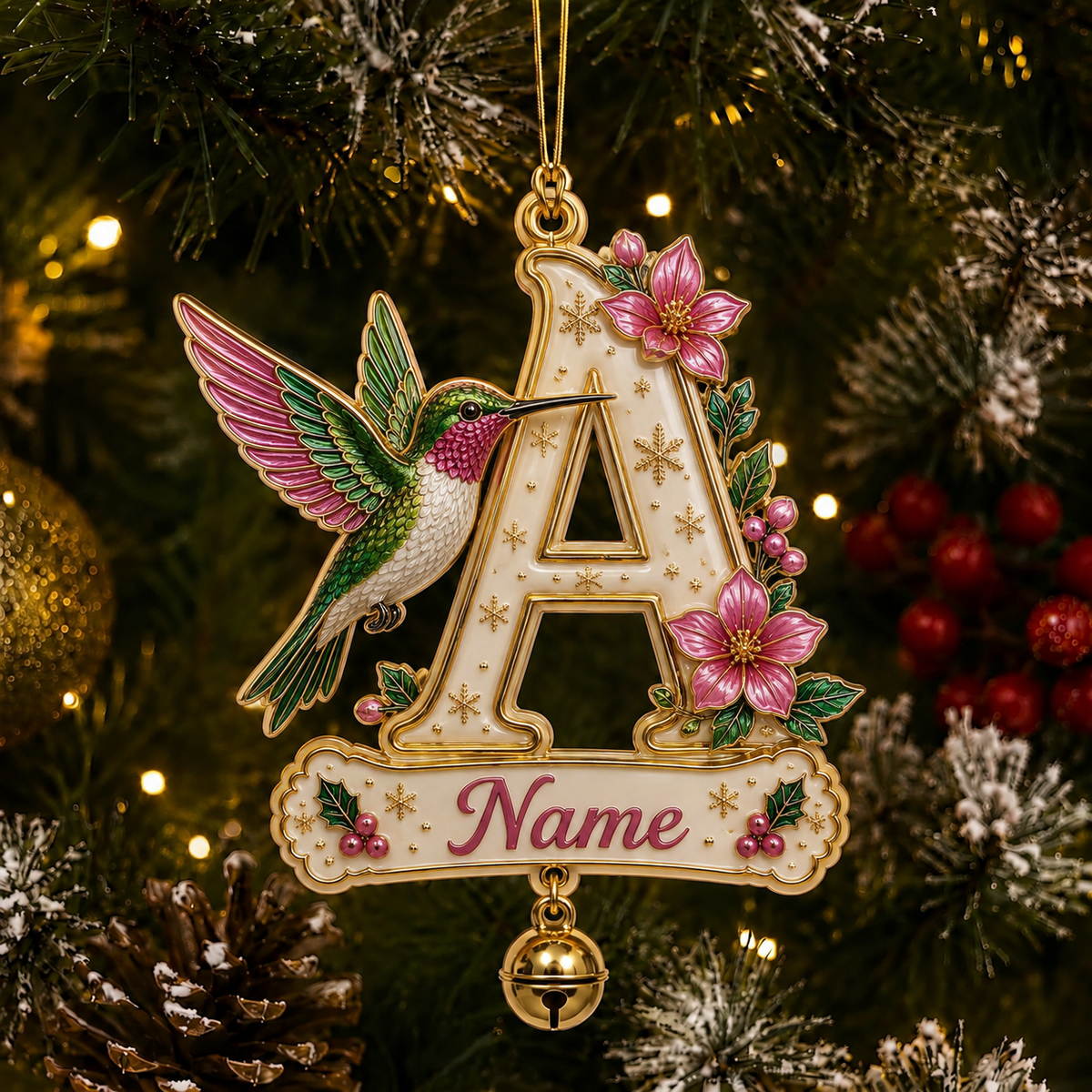 Personalized Christmas Initial Ornament – Custom Name & Family Keepsake