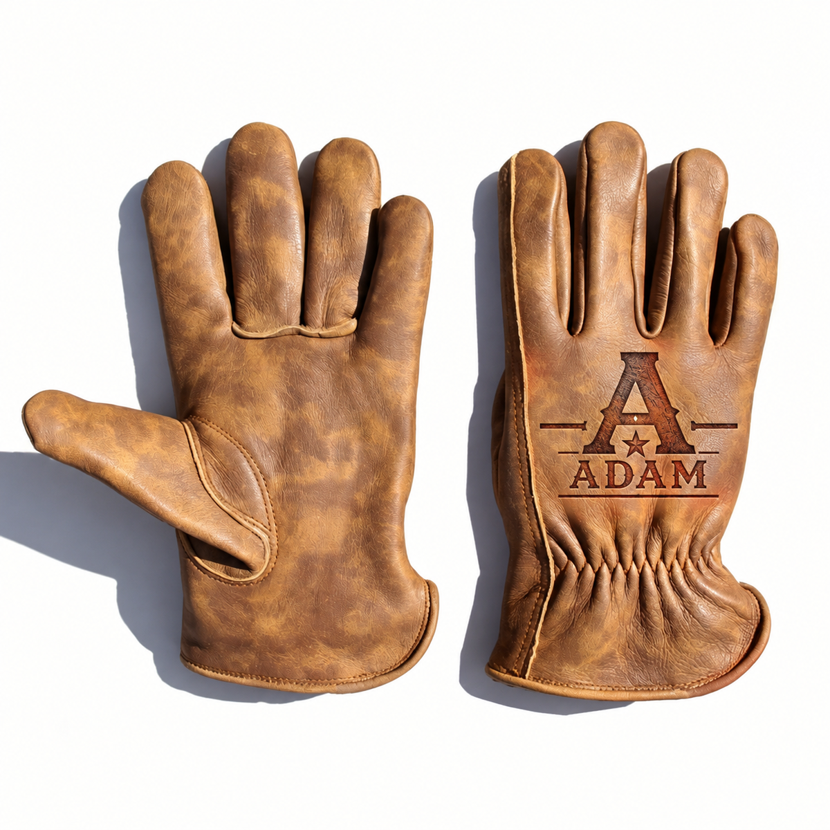 Personalized Vintage Leather Work Gloves