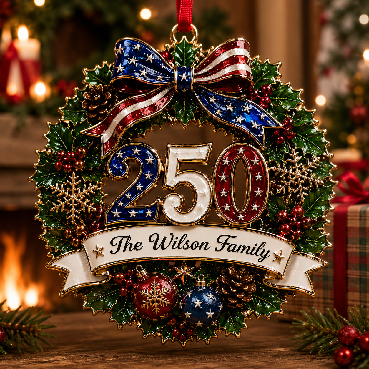 Personalized USA 250th Anniversary Christmas Ornament