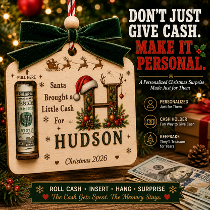Personalized Initial Christmas Money Holder Ornament