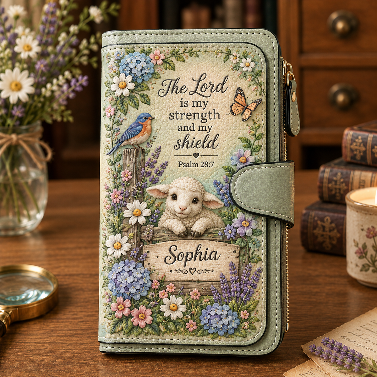 📖 Personalized Floral Scripture & Blessing Wallet