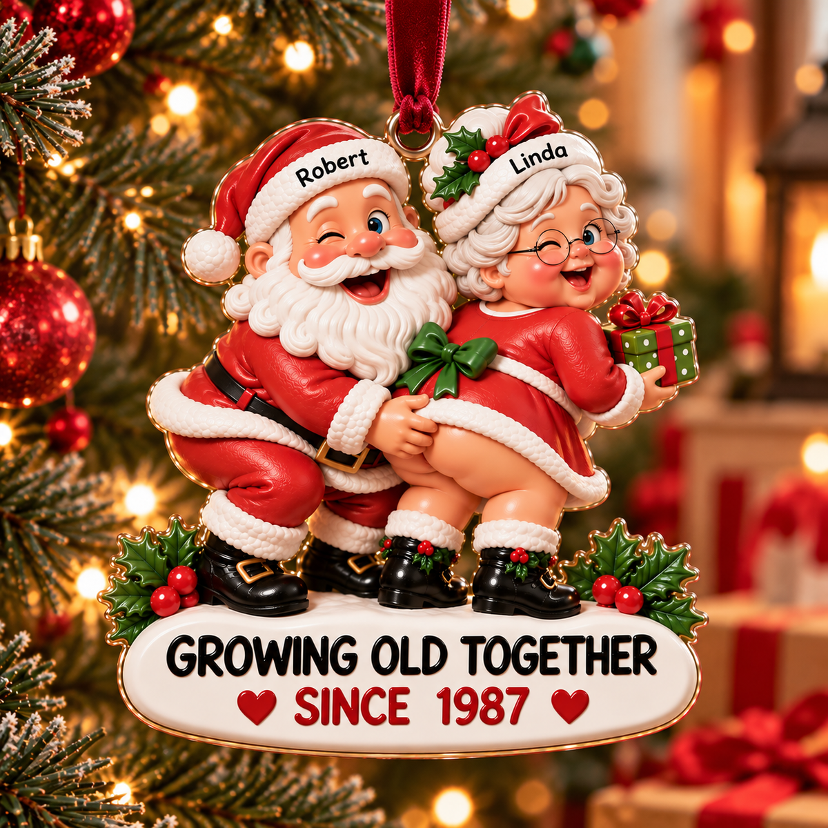 🎅 Personalized Growing Old Together Couple Ornament