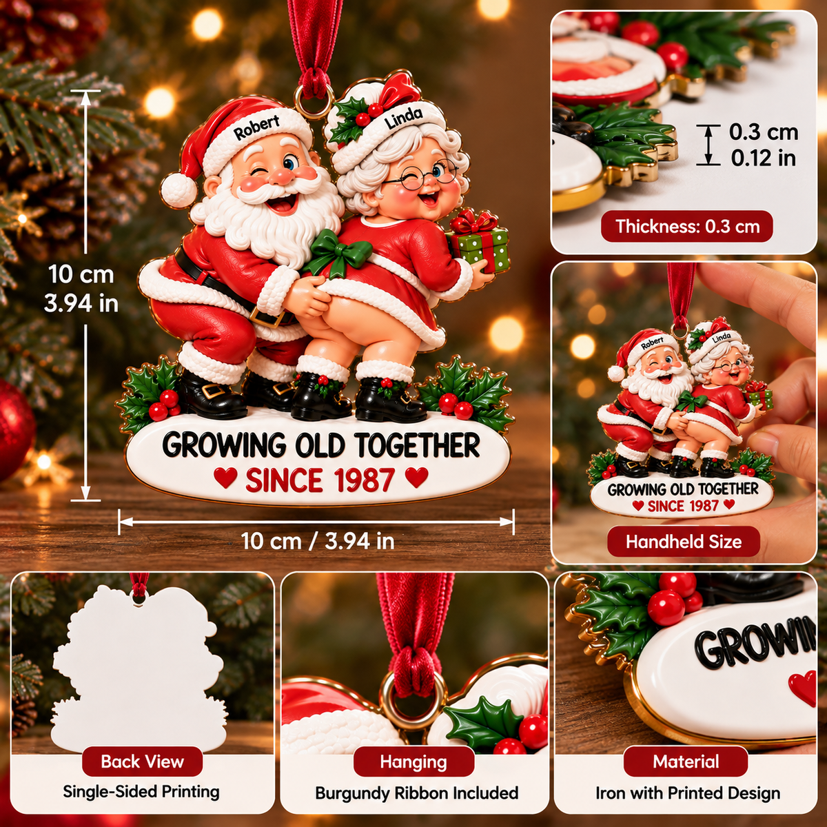 🎅 Personalized Growing Old Together Couple Ornament