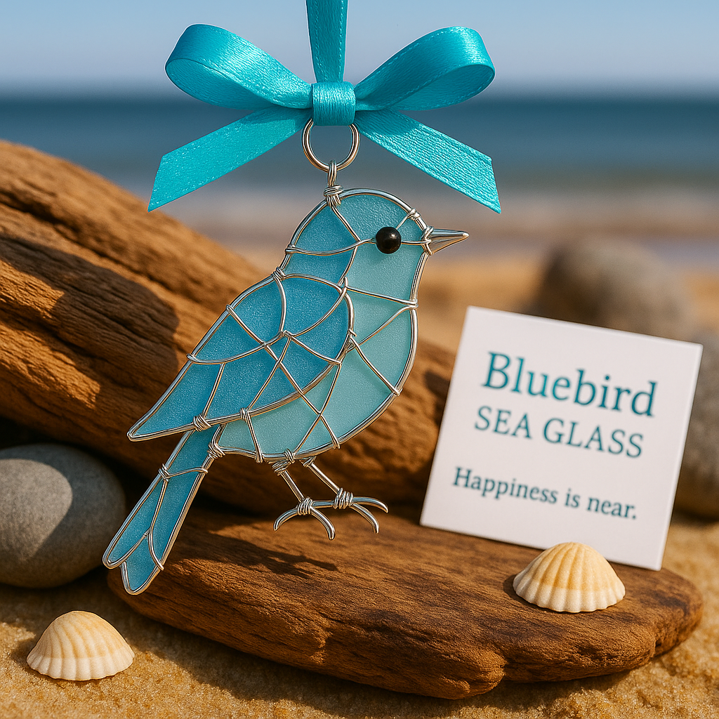 🌊Handmade Sea Glass Bird Ornament