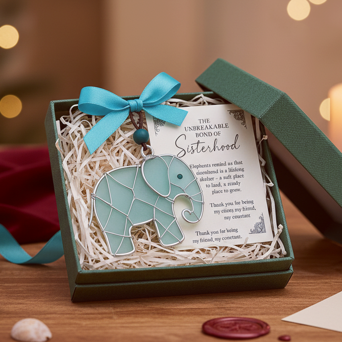 Sea Glass Elephant Sisterhood Ornament