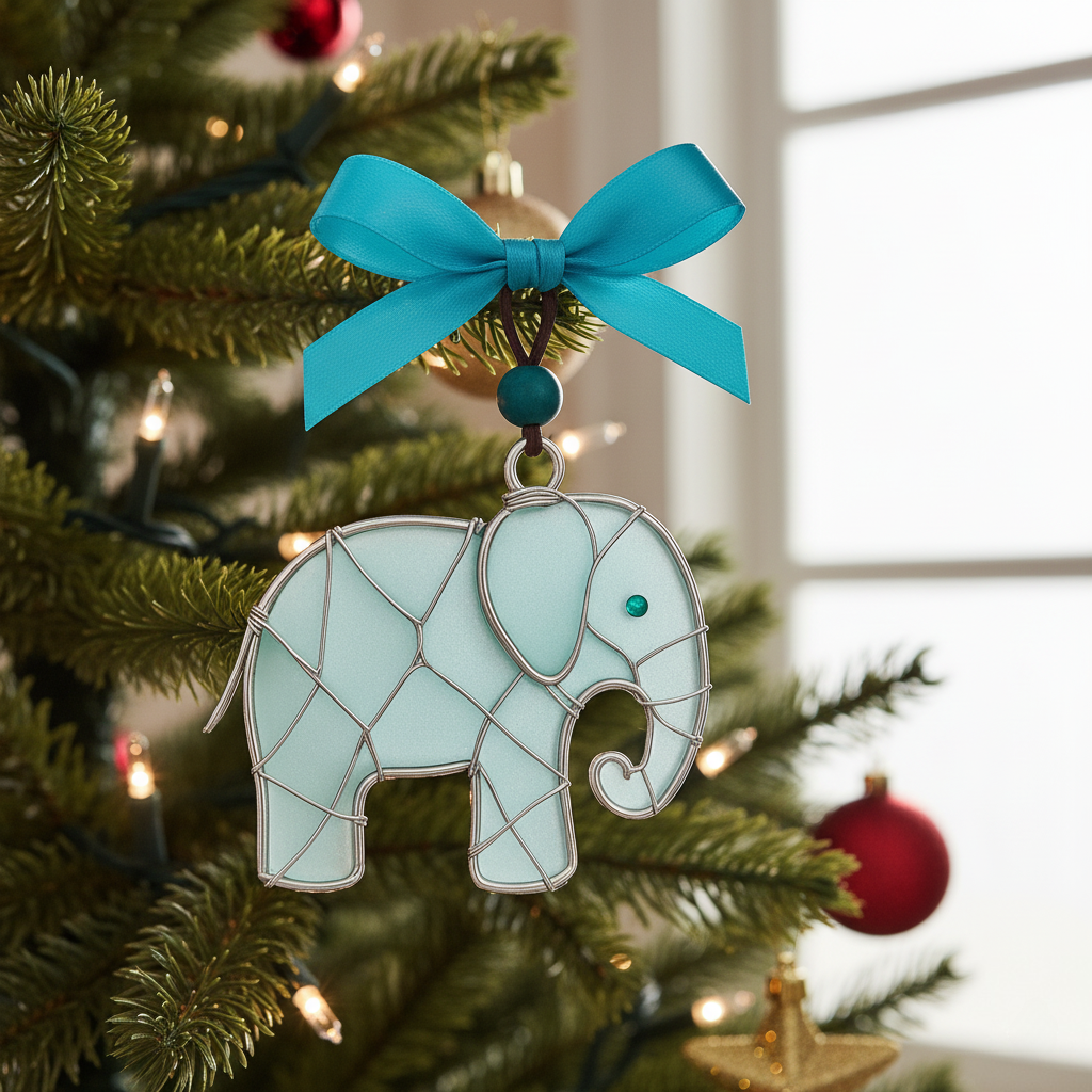 Sea Glass Elephant Sisterhood Ornament