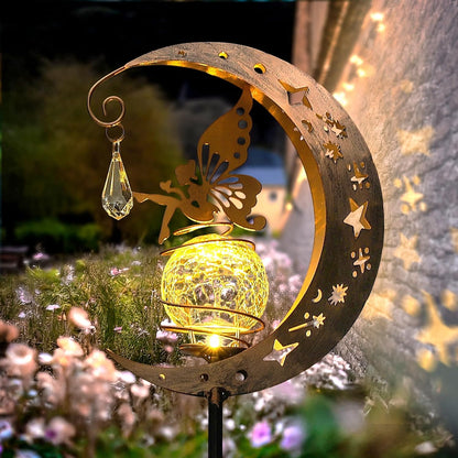 🔥Limited-time 50% discount🌙Fairy on Moon Solar Garden Stake Lights, Crackle Glass LED Outdoor Decor (3 Styles)