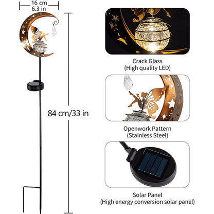 🔥Limited-time 50% discount🌙Fairy on Moon Solar Garden Stake Lights, Crackle Glass LED Outdoor Decor (3 Styles)