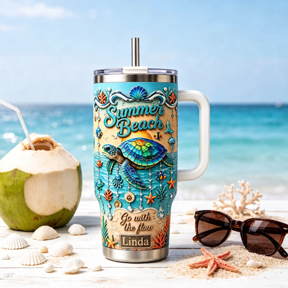 🏖️Personalized Sea Turtle Ocean Tumbler With Name🌴🌊