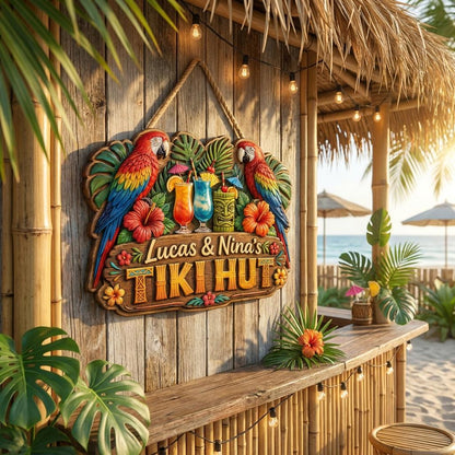 Custom Tiki Hut Door Sign, Backyard Pool Sign, Beach House Wall Decor