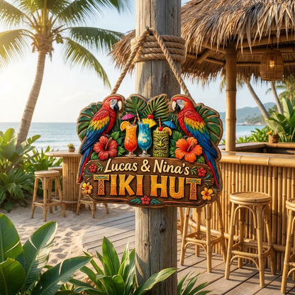 Custom Tiki Hut Door Sign, Backyard Pool Sign, Beach House Wall Decor