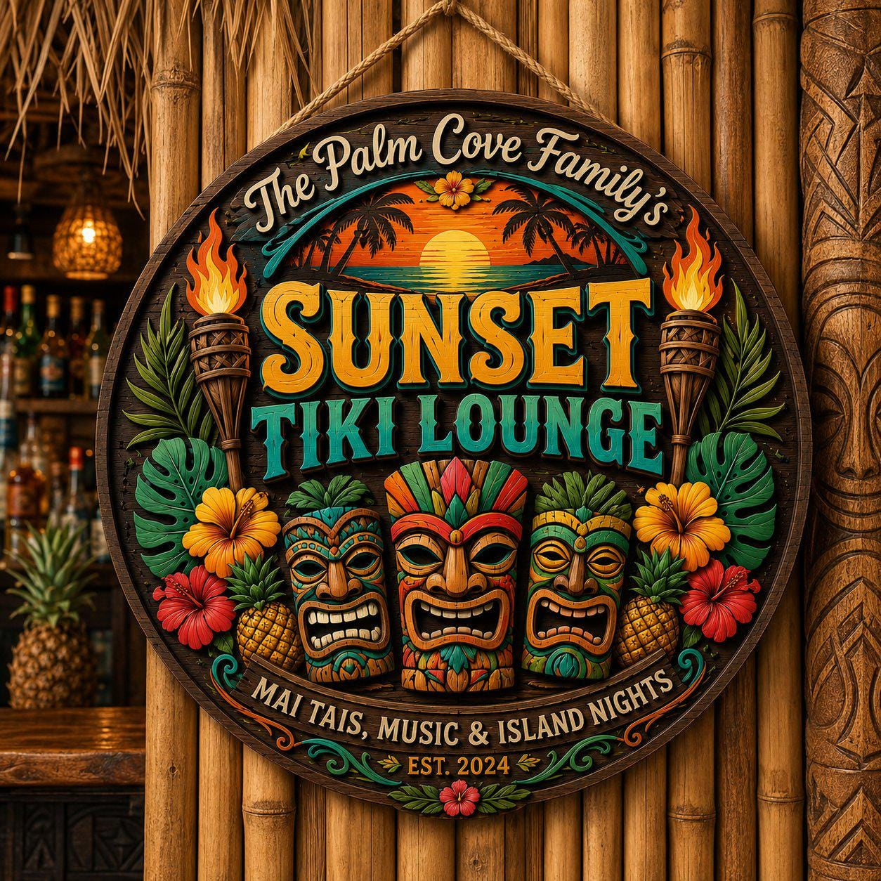 Custom Pool Bar Tiki Lounge Wooden Sign, Backyard Outdoor Bar Beach House Gift