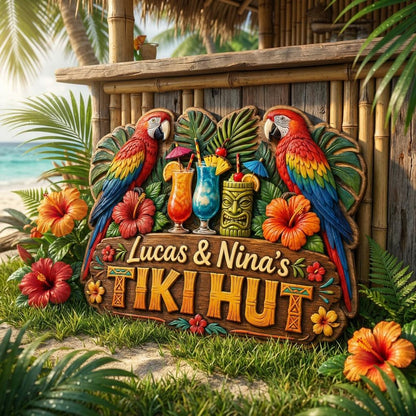 Custom Tiki Hut Door Sign, Backyard Pool Sign, Beach House Wall Decor