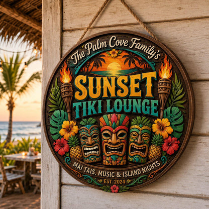 Custom Pool Bar Tiki Lounge Wooden Sign, Backyard Outdoor Bar Beach House Gift