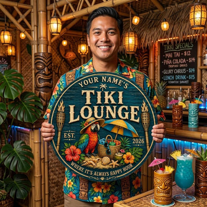Custom Beach House Tiki Hut Door Wood Sign