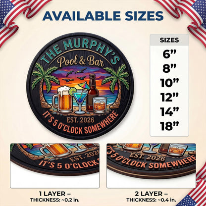 Custom Pool & Bar Wooden Door Sign