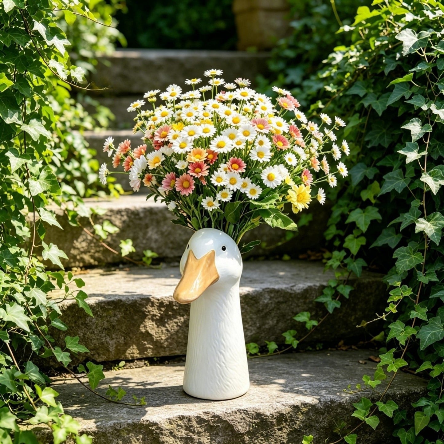 🦆 Ceramic Duck Flower Vase