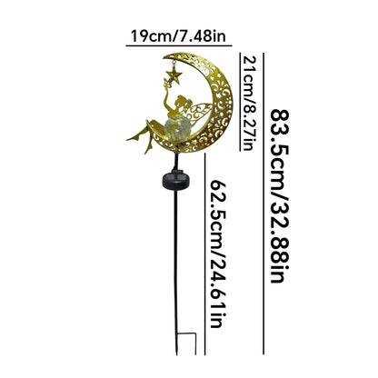🔥Limited-time 50% discount🌙Fairy on Moon Solar Garden Stake Lights, Crackle Glass LED Outdoor Decor (3 Styles)