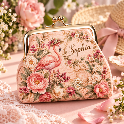 🌸 Personalized Vintage Floral Kiss Lock Coin Purse – Custom Name | 5 Styles