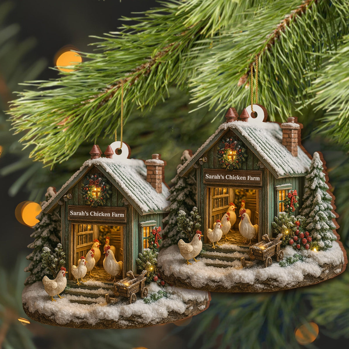 🔥Welcome to Our Cozy Farm, Celebrate the Holiday Season - Personalized Custom Acrylic Ornament, Custom Name