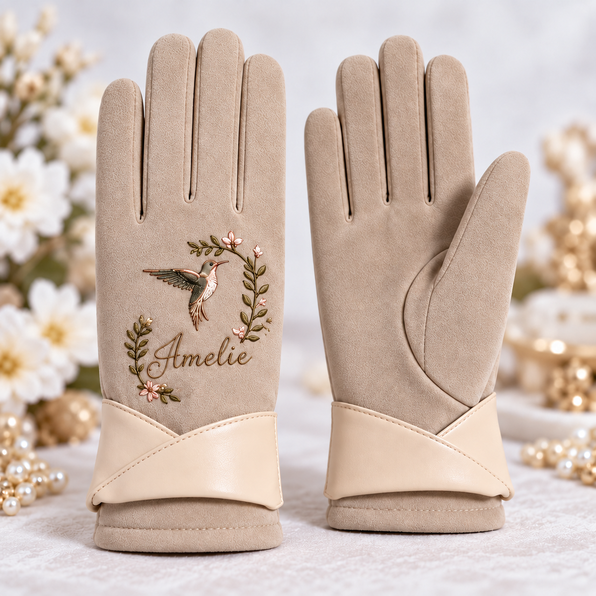 Personalized Nature Suede Gloves - Custom Name