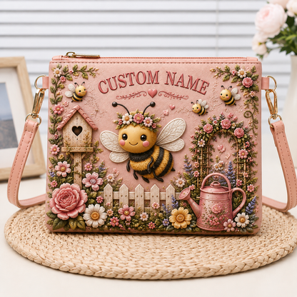 🌸 Personalized Floral Garden Embossed Animal Shoulder Bag – Best Gift For You