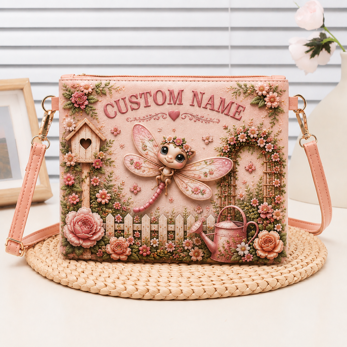 🌸 Personalized Floral Garden Embossed Animal Shoulder Bag – Best Gift For You