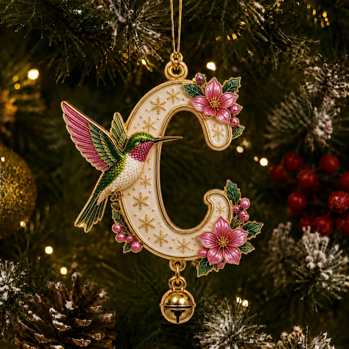Personalized Christmas Initial Ornament – Custom Name & Family Keepsake