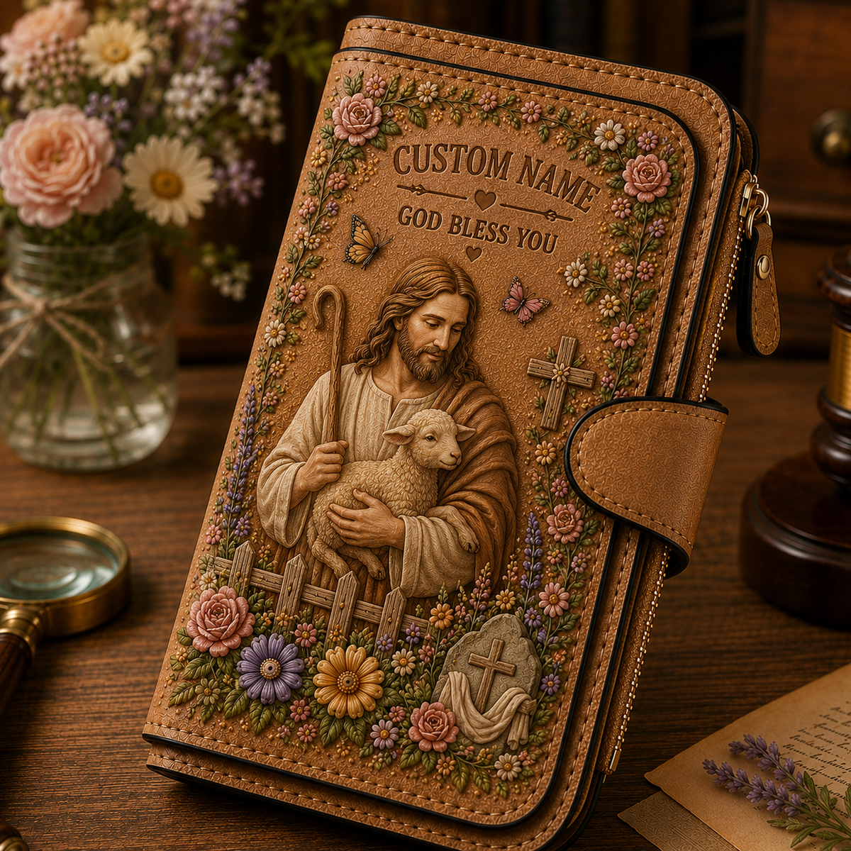 🙏 Personalized Faith Wallet – Custom Name Christian Scripture Wallet