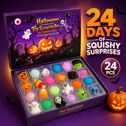 24-Piece Halloween Squishy Surprise Box, 24-Day Countdown Sensory Fidget Toy Set, Soft Squeeze Halloween Gifts & Party Favors