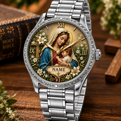 ✝️ Personalized Christian Watch – Custom Name Faith-Inspired Gold Watch