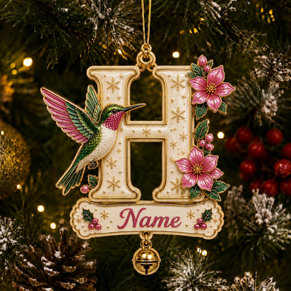 Personalized Christmas Initial Ornament – Custom Name & Family Keepsake