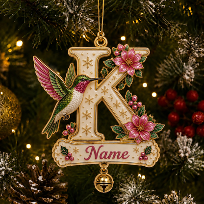 Personalized Christmas Initial Ornament – Custom Name & Family Keepsake