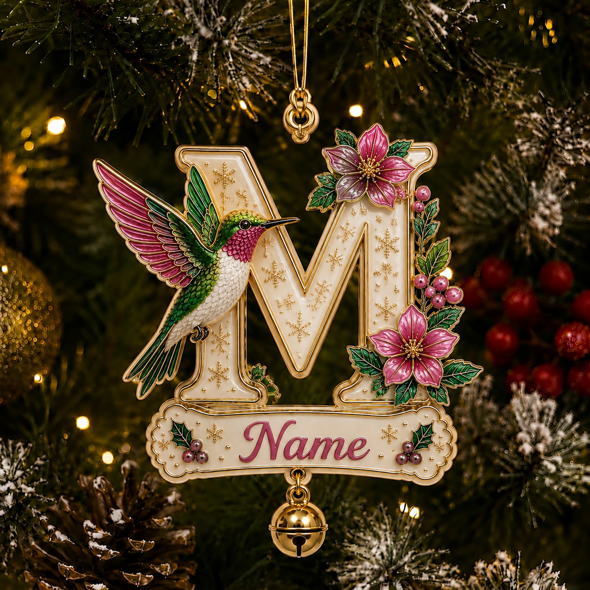 Personalized Christmas Initial Ornament – Custom Name & Family Keepsake
