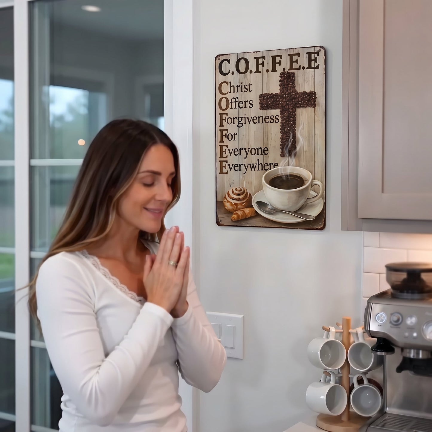☕ Christian Coffee Metal Wall Art