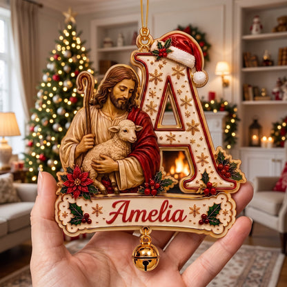 Personalized Jesus The Good Shepherd Initial Christmas Ornament - Custom A‑Z Alphabet Name Keepsake