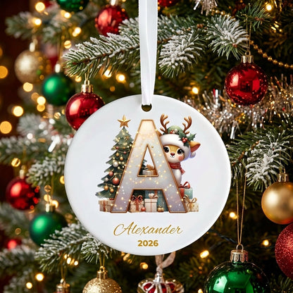 Personalized Reindeer Letter Ornament 2026
